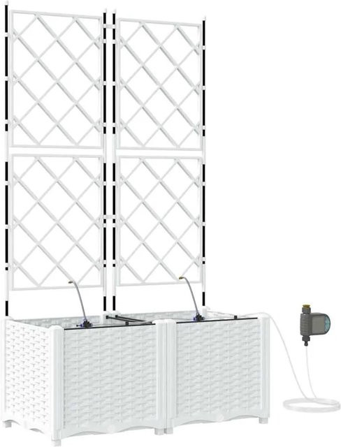 2er-Set vidaXL Garten-Pflanzgefäße aus Stahl in Weiß, B: 40 cm, T: 80 cm, H: 142 cm - Bild 1