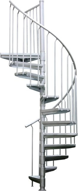 Treba Außenspindeltreppe Arizona aus Stahl in Silber mit 12 Stufen und Podest Ø 130 cm, Höhe: 284 cm - Bild 1
