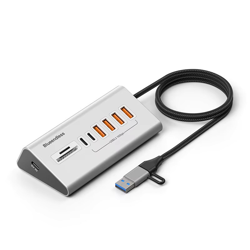 kebidumei USB 3.2 Dockingstation Typ C mit 8/9 Ports und Kartenleser, Aluminiumlegierung, Silber - Bild 6
