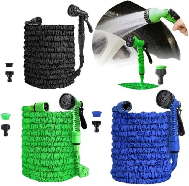 LUSQI Hochdruck-Wasserschlauch mit Spritzpistole in Blau für die Autoreinigung und Bewässerung - Bild 1