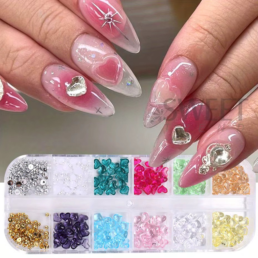 Nail Art Charms Herzform, Transparent, 12 Stück - Bild 2