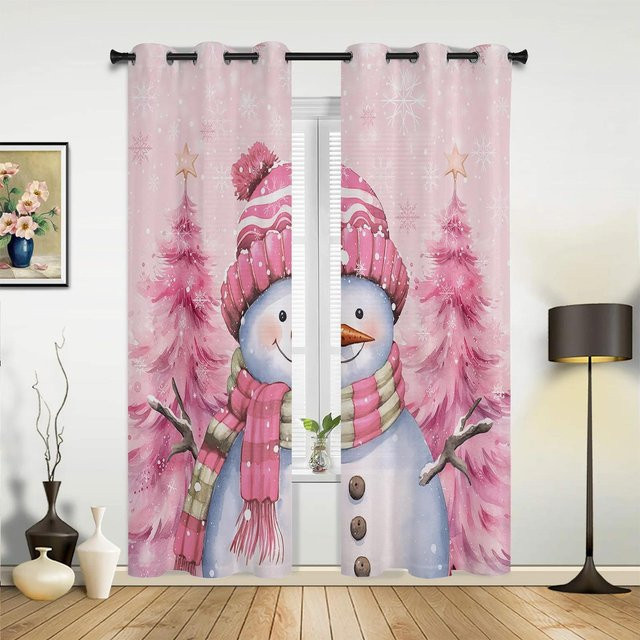 Moderne Vorhänge mit Rosa Cartoon Schloss Design in Weiß und Rosa für Kinderzimmer, Wohnzimmer oder Küche, Breite: 135 cm, Höhe: 60 cm - Bild 1