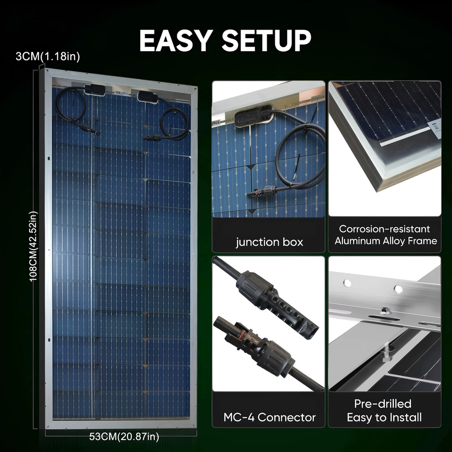 JINGYANGPV Bifacial Solarpanel Transparent Monokristalline Solarzelle 12V/24V für Heim, Dach, Wohnmobil und Boot mit 120W oder 240W Leistung - Bild 2