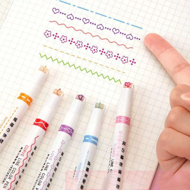 Blumenförmige Textmarker mit gebogener Rollspitze in Multicolour für Schule und Büro, 6 Stück - Bild 1