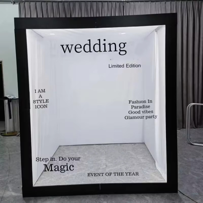 TINDERALA LED Photo Booth Hintergrund für Hochzeiten und Partys, Weiß, Rechteckig, Modernes PVC-Design - Bild 2