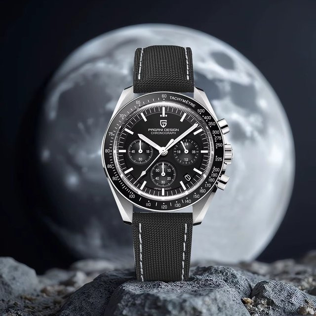 PAGANI DESIGN Chronograph, Quarzuhr, Edelstahl, Saphirglas, Herren, Schwarz - Bild 1