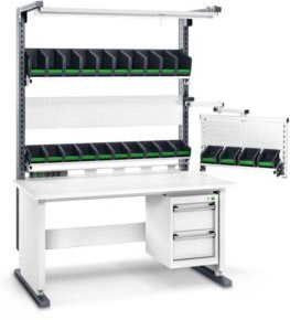 Bott Arbeitsplatzsystem Avero Komplettmodul 2 höhenverstellbar per Handkurbel, lichtgrau/anthrazitgrau - Bild 1