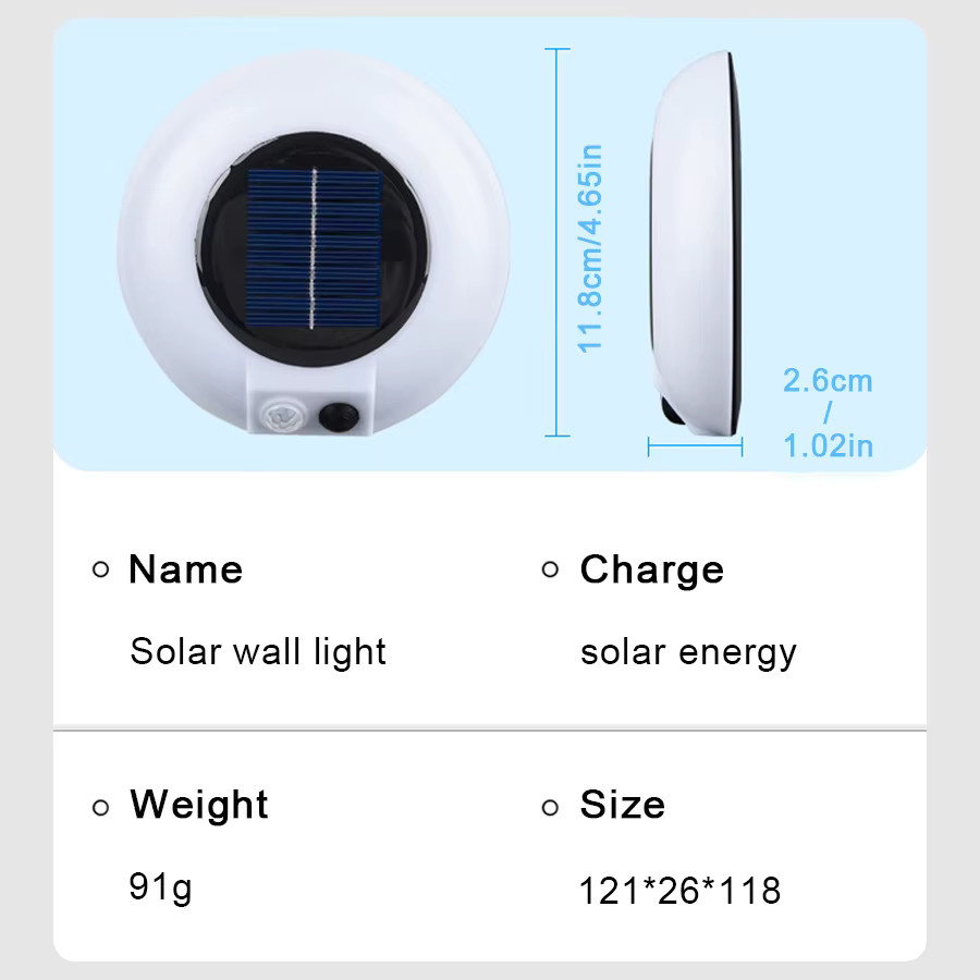 Heinast Moderne LED Solar Wandlampe in Weiß mit PIR Bewegungssensor für Garten und Außenbereich - Bild 5