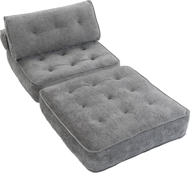 HOMCOM 3-in-1 Klappsessel als Schlafsessel mit 2 Kissen, Chenille-Schlafsofa für Gäste, Hellgrau, B/T/H: 220 x 95 x 18 cm - Bild 1