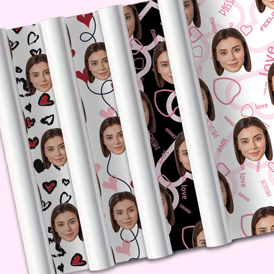 Joy-enlife Personalisiertes Geschenkpapier mit Foto und buntem Herzmuster für Valentinstag, Hochzeit oder Partys, Mehrfarbig - Bild 5