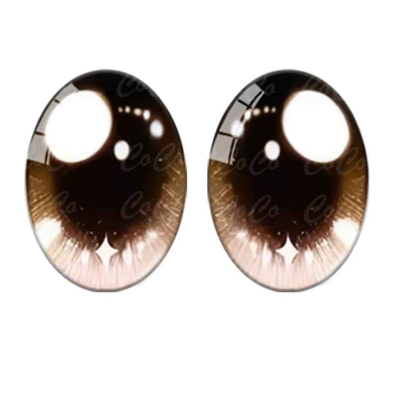 5 Paar Puppenkristall Auge, Ovales Fotoglas Cabochon, Corn Flower - Bild 2