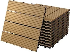 ECD Germany WPC Terrassenfliesen im 11er Set in Teak Holzoptik, Farbe: Braun, B/T: 30 x 30 cm - Bild 1