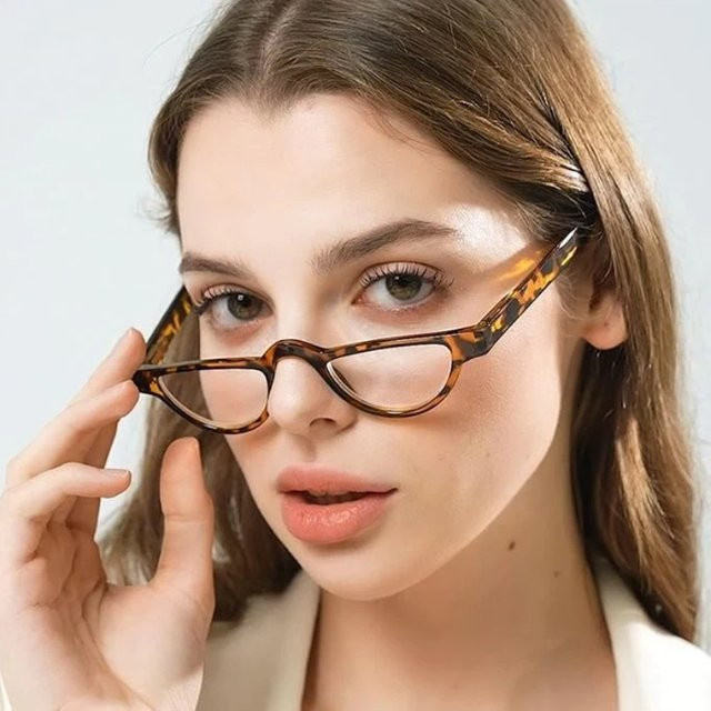 GOT-TOG Lesebrille, Halbrahmen, Katzenaugen, Unisex, braun - Bild 1