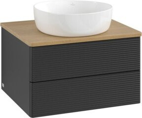 V&B Waschtischunterschrank Antao mit Frontstruktur in Eiche Honigbraun lackiert, B/T/H: 60 x 36 x 50 cm - Bild 1