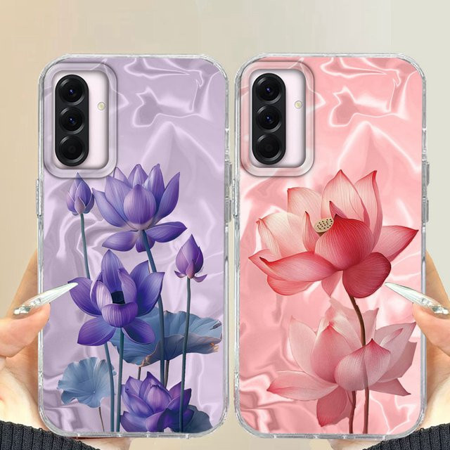 INS Lotus Floral Luxus Handyhülle für Samsung Galaxy A56 A55 A16 A07 A17 A26 A54 A15 A13 A36 A25 A35 A14 A34 A12 in Bunt und Lila - Bild 1