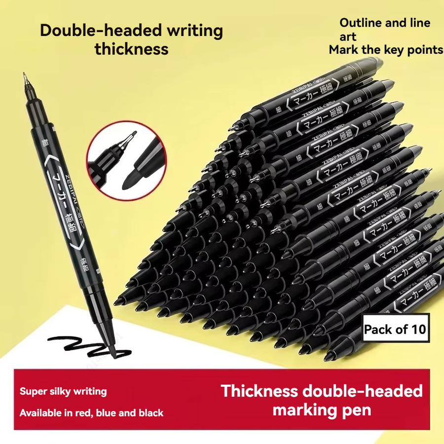 Permanent Marker Set mit Doppelspitze in Schwarz, schnelltrocknende Stifte für Reifen und fettige Oberflächen, 100 Stück - Bild 5