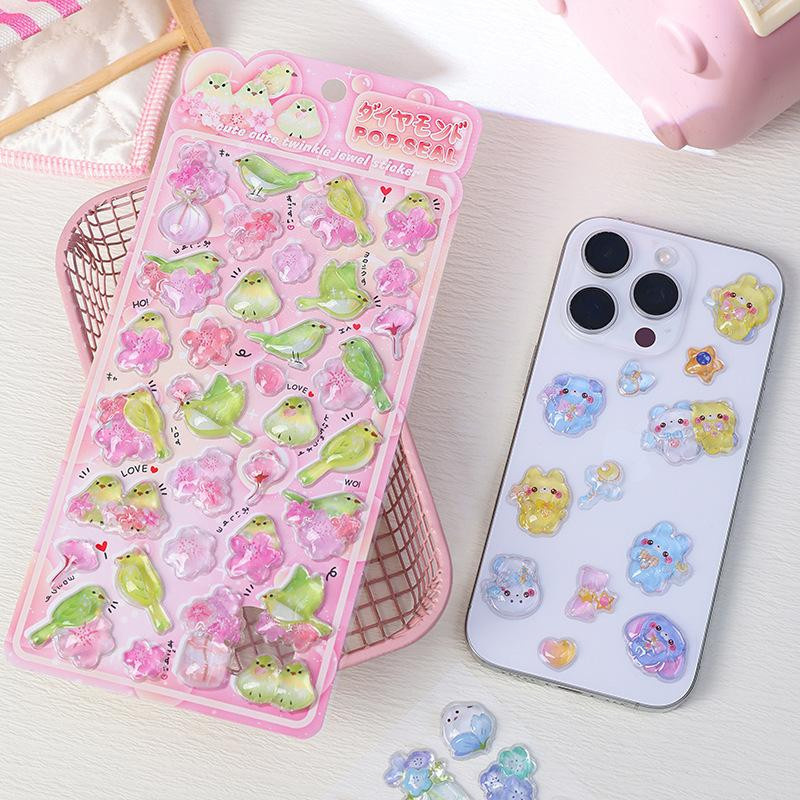 Discover Intime 3D-Aufkleber mit Tier-Motiven und Edelsteindesign in Multicolour für Journaling und Bastelarbeiten - Bild 1