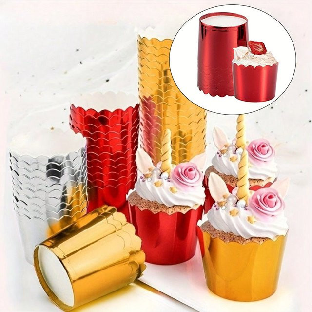 50 Stück Mini-Cupcake-Einlagen aus Backpapier für festliche Desserts - Bild 1