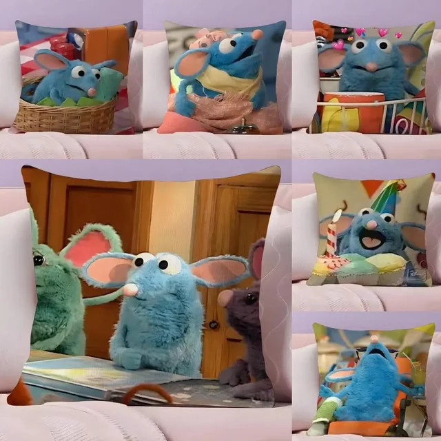 T-Tutter Cute House Meme Kissenbezug aus Plüsch in Blau und Schwarz, quadratisch, 30 x 30 cm - Bild 1