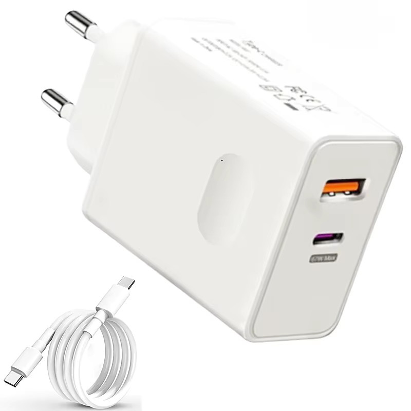 120W USB-C Schnellladegerät mit PD-Technologie und USB-C Kabel in Weiß für iPhone, Xiaomi, Samsung, OnePlus und Pixel - Bild 1
