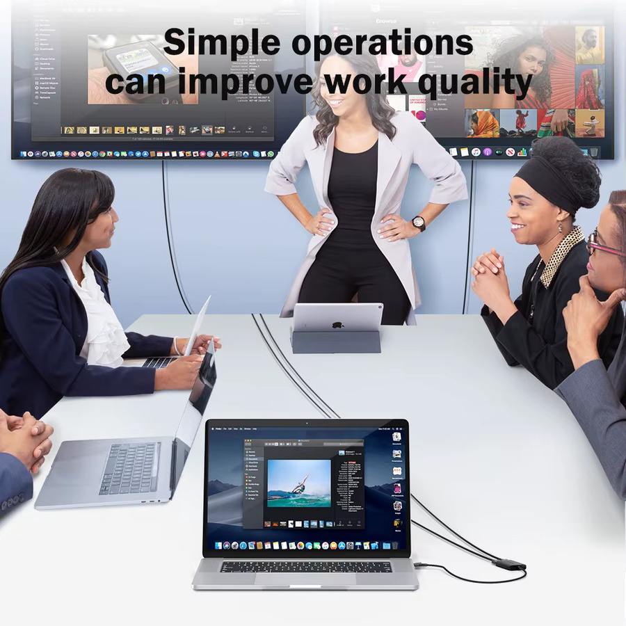 Lemorele HD10 Mac & Win MST Hub Dockingstation mit dreifachem Display, USB-C/A auf 2 x HDMI, Aluminiumgehäuse und geflochtenem Kabel - Bild 2