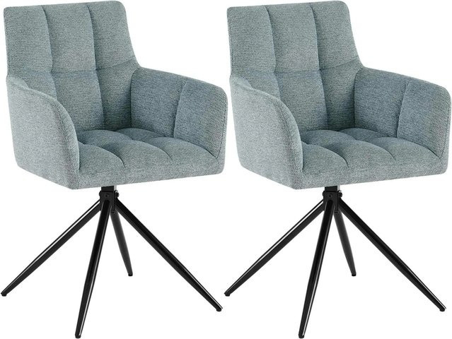 2er Set Esszimmerstühle DELUKE DEBAS aus Stoff in Türkis, B/T/H: 59 x 59 x 87 cm - Bild 1