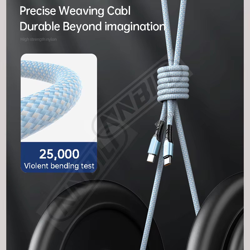 NNBILI 3er-Set USB-C auf USB-C Kabel 240W PD Schnellladekabel QC4.0 in Schwarz und Blau für MacBook, Samsung und iPhone 15 16 - Bild 4