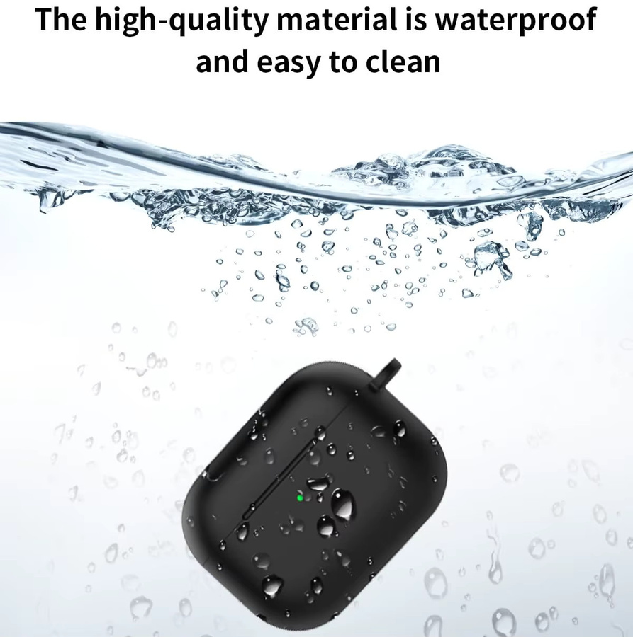 Apple AirPods Pro 3 Schutzhülle aus weichem Silikon mit Schlüsselanhänger und Reinigungsset in Schwarz oder Transparent - Bild 3