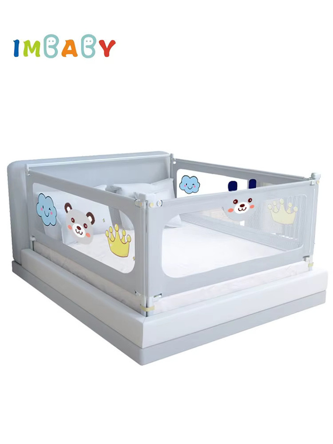 IMBABY Baby-Laufstall und anhebbarer Bettzaun in Grau als tragbarer Spielplatz und Sicherheitsbarriere für Kinder - Bild 4