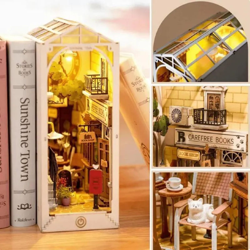 ROBOTIME Rolife Sunshine Town Bücherregal Deko-Set TGB02 aus Holz und Glas in Mehrfarbig - Bild 2