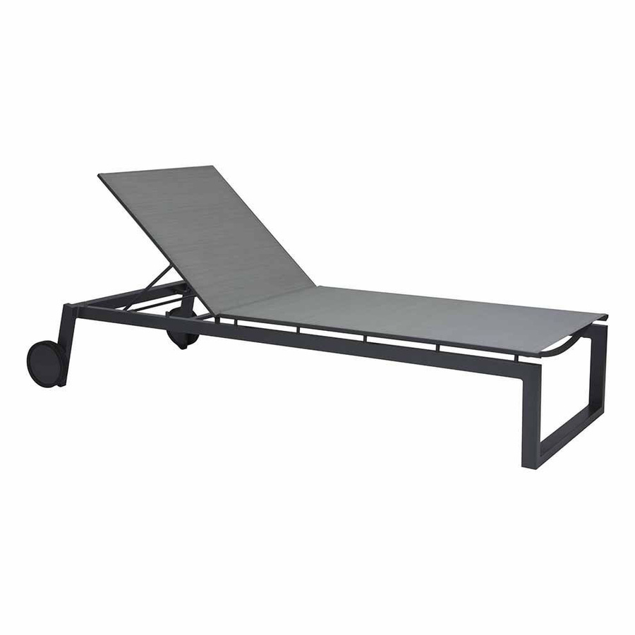 Stern 2x Robin Rollenliege in Anthrazit mit silbernem Textilbezug und Beistelltisch aus Aluminium und Polyester - Bild 2