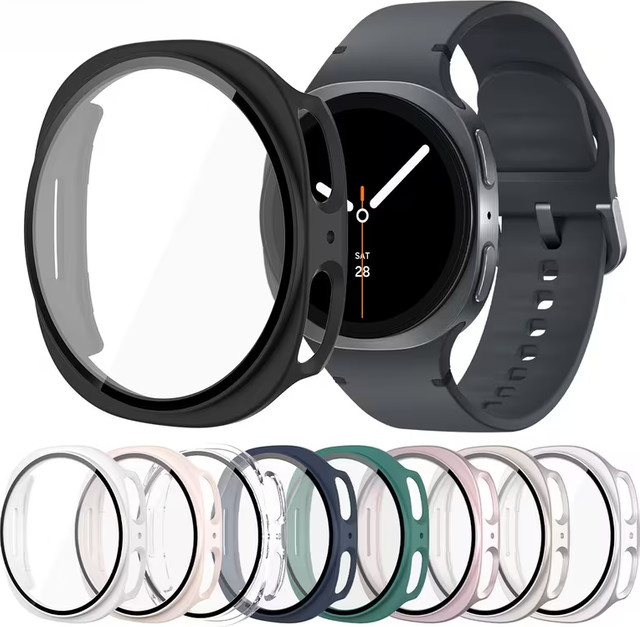 Samsung Galaxy Watch 8 Zubehör, Hülle, Displayschutzfolie, Kunststoff, Schwarz, Unisex - Bild 1