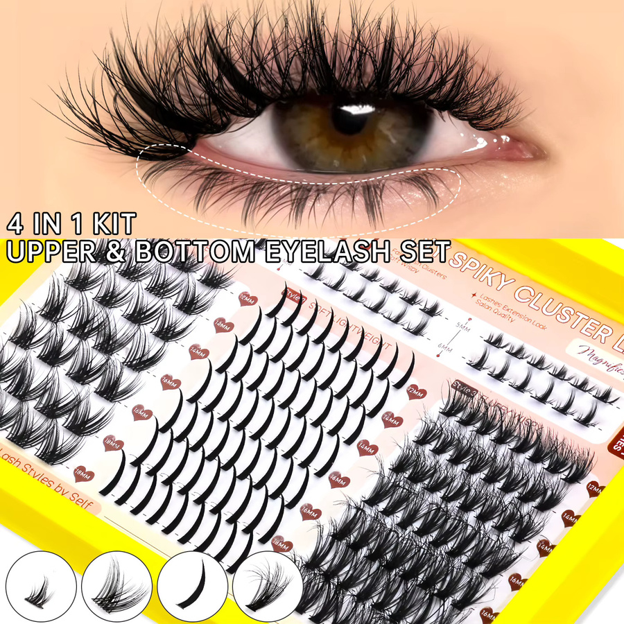 Lasvirey Wimpern-Cluster-Set, 4-in-1, Black, Unisex - Bild 2