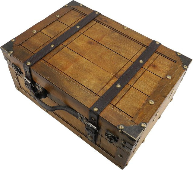 Aimo Vintage Holztruhe Retro Dekokoffer Aufbewahrungsbox aus Holz in Braun - Bild 1