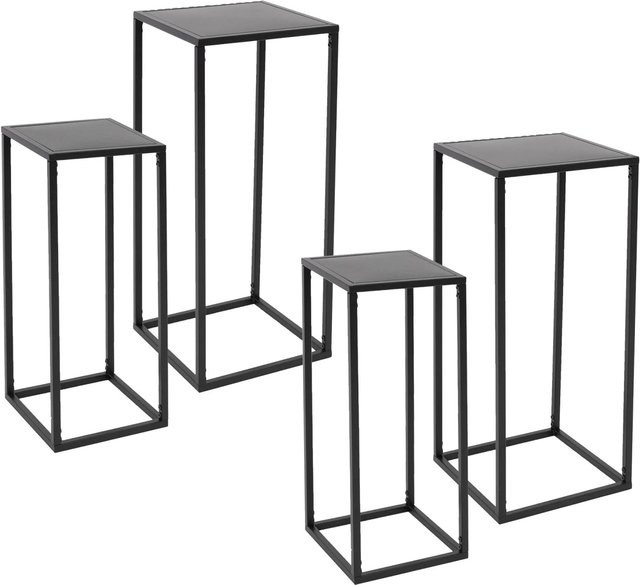 ML-Design Blumenständer 4er Set aus Metall in Schwarz B/T/H: 20 x 20 x 60 cm und 30 x 30 x 70 cm - Bild 1