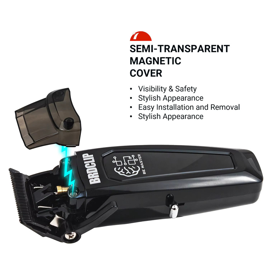 BRDCLIP Professioneller elektrischer Haarschneider BRD 106 für Männer in Schwarz mit 7500 U/min und 5-stufiger DLC-Klinge inklusive Basis - Bild 4