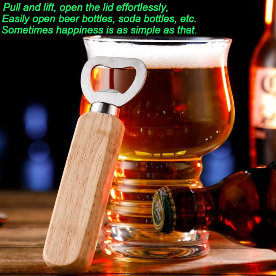 Dofiki Holz-Flaschenöffner in Braun, unbearbeitete Bieröffner zum Lasergravieren für DIY-Geschenke - Bild 4
