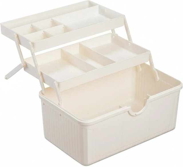 Relaxdays Apothekenbox aus Kunststoff in Weiß und Transparent, ausklappbar, B/T/H: 20,5 x 30 x 21 cm - Bild 1