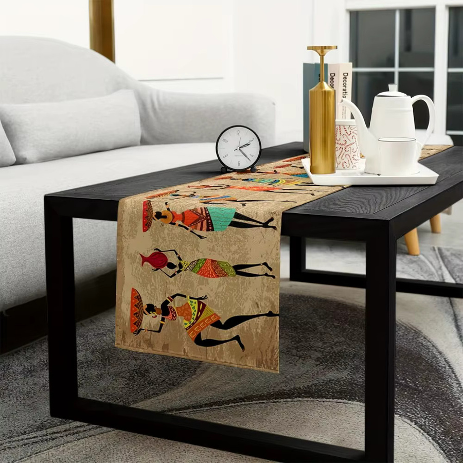 VIKAMA Tischläufer mit afrikanischem ägyptischem Muster in Multicolour, rustikaler rechteckiger Tischläufer für dein Esszimmer, Breite: 33 cm, Tiefe: 33 cm, Länge: 122 cm - Bild 2