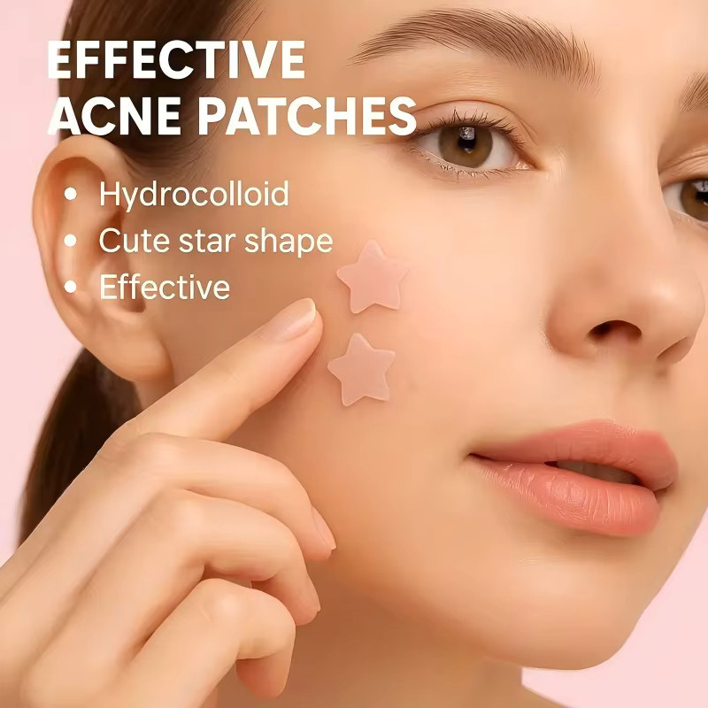 Hydrogel-Patch Gesicht, 380 Teile, Stern und rund, transparent und rosa, Unisex - Bild 3