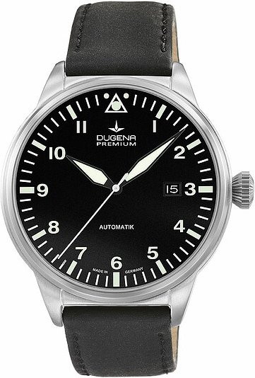 Dugena Armbanduhr Automatik, Edelstahl, Leder, Schwarz, 42,5 mm, Herren - Bild 1