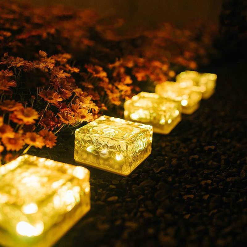TOMTOP JMS Solarbetriebene Eisziegel-Lichter für den Außenbereich mit 4 LED-Lichtern in Warmweiß für Garten und Terrasse - Bild 2