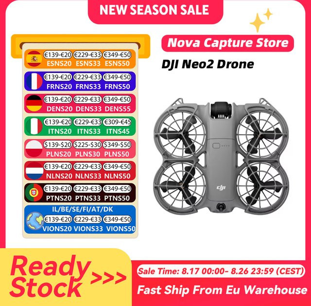 DJI Neo 2 Drohne mit 4K stabilisierter Videofunktion, leicht und tragbar mit vollständigem Propellerschutz, 151g - Bild 1