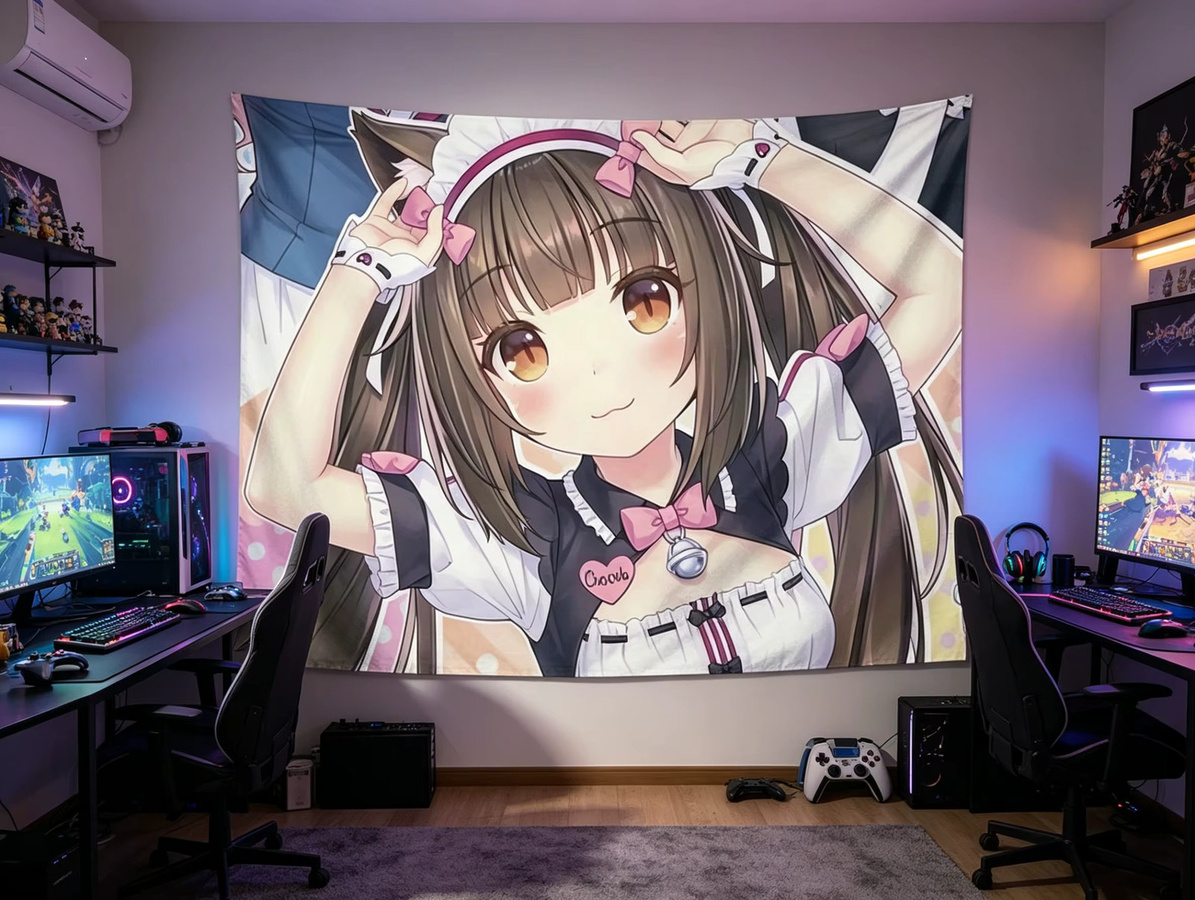 Nekopara Anime Wandbehang Chocola Katzenmädchen Wandteppich Multicolor - Bild 3