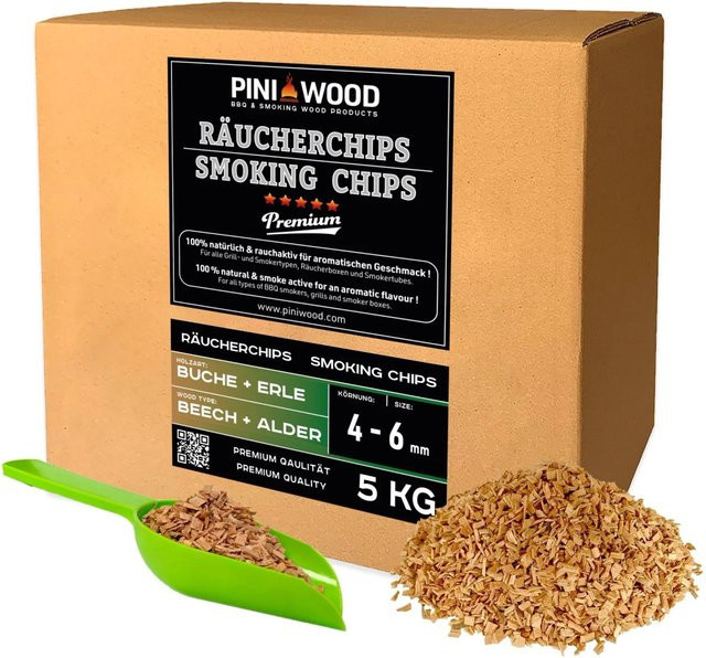 PINI Räucherchips Buche und Erle Gemischt 4-6 mm 5 kg - Bild 1
