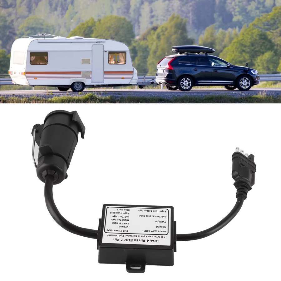 KKMOON Lichtkonverter Adapter von USA 4-polig auf EUR 7-polig in Schwarz zur Trennung von Stop- und Bremssignal - Bild 2