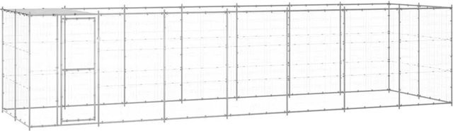 vidaXL Outdoor-Hundezwinger mit Überdachung aus verzinktem Stahl in Silber, 16,94 m² - Bild 1