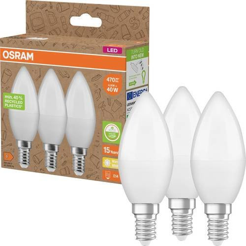 Osram HomeLighting LED Kerzenlampen E14 Warmweiß 4,9W (entspricht 40W), 3er Pack - Bild 1