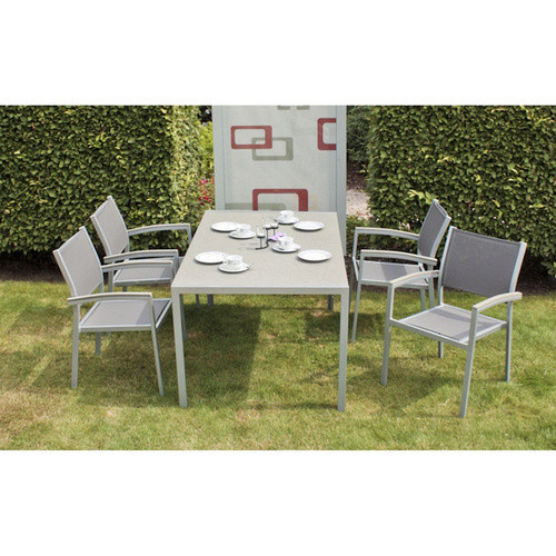 Garden Pleasure Gartenmöbel-Set Grace 7-teilig in Grau mit Aluminium und Sicherheitsglas - Bild 2
