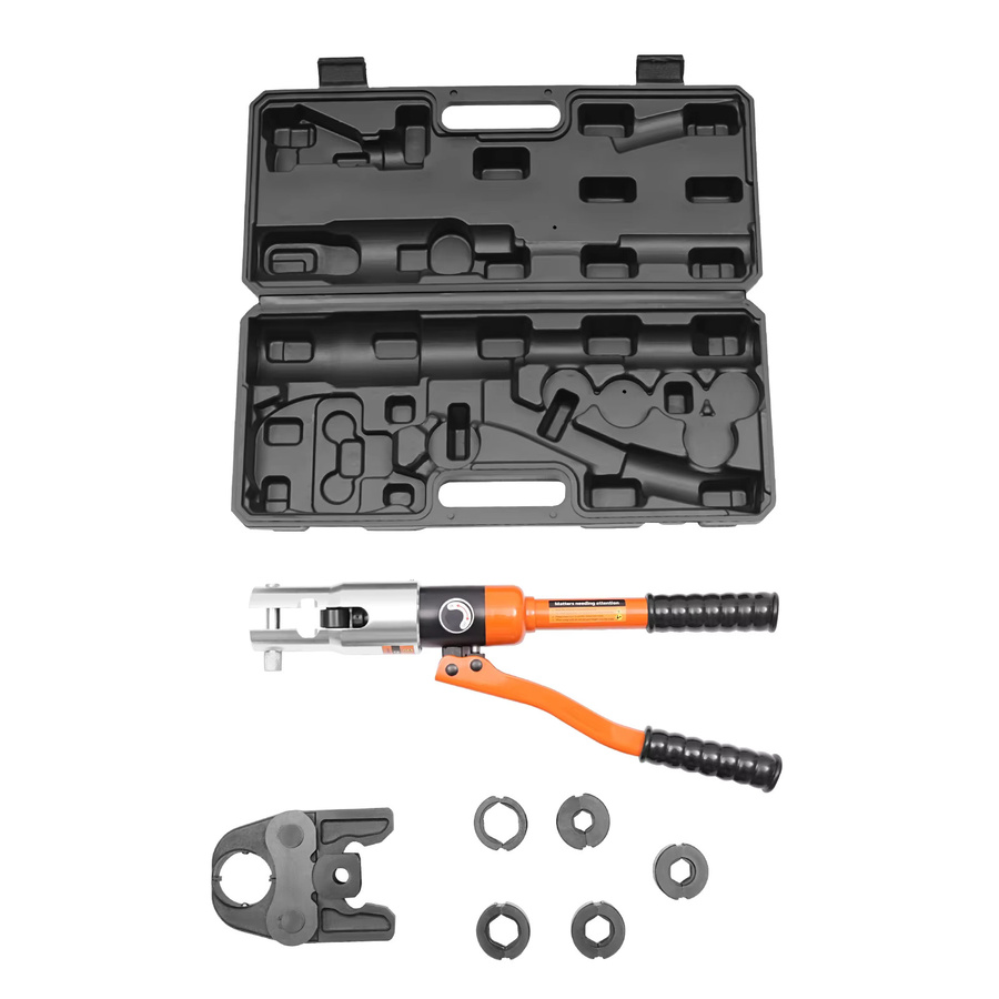 Rohrcrimpzange Set CW-1632 für Kupferrohrverschraubungen und Edelstahlrohr mit 5 Matrizen in Orange - Bild 2